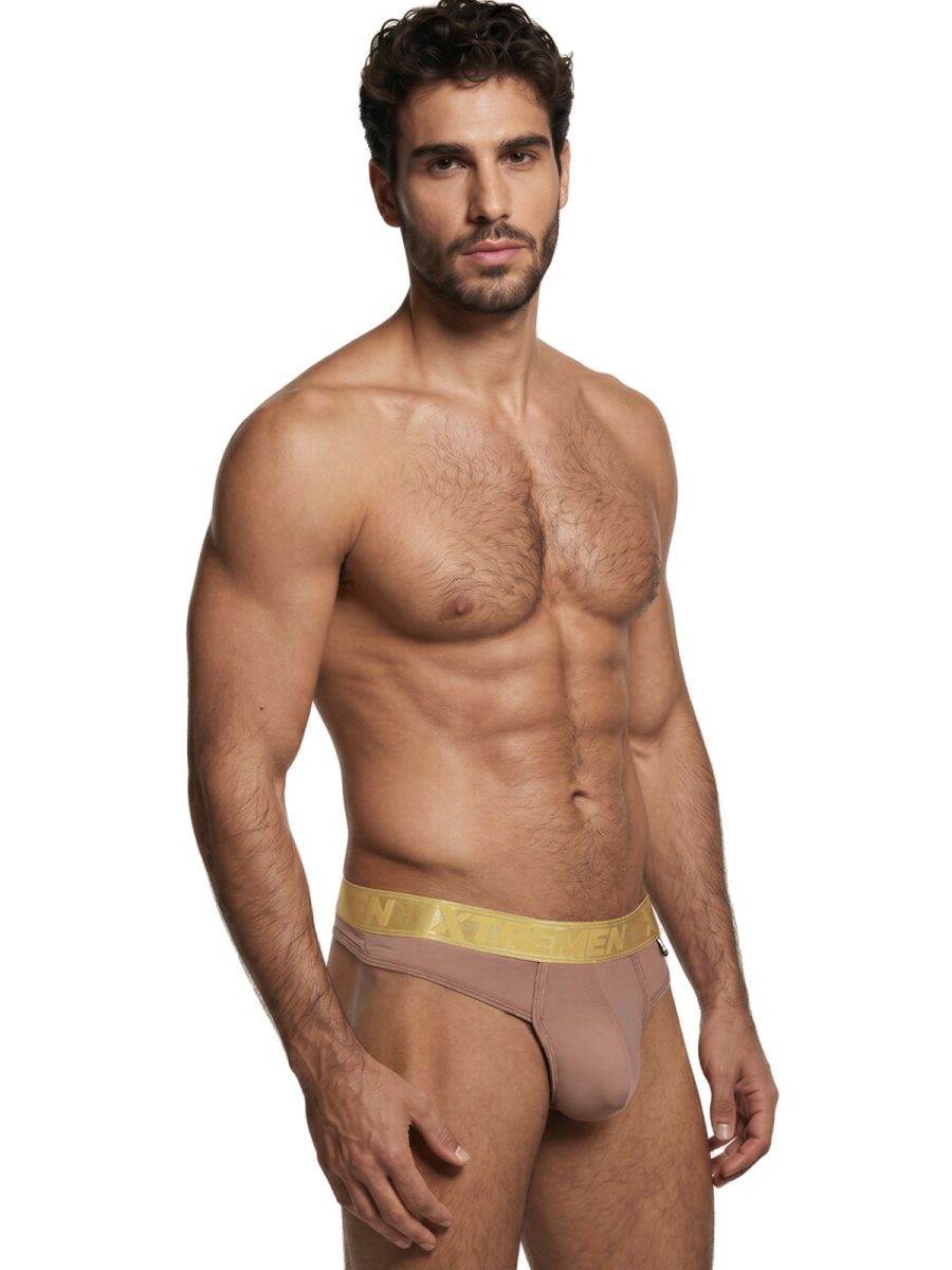 Xtremen 91253 Mens Underwear Microfiber Thongs Sleek and Supportive Color Khaki