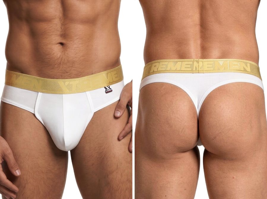 Xtremen 91253 Mens Underwear Microfiber Thongs Sleek and Supportive Color White