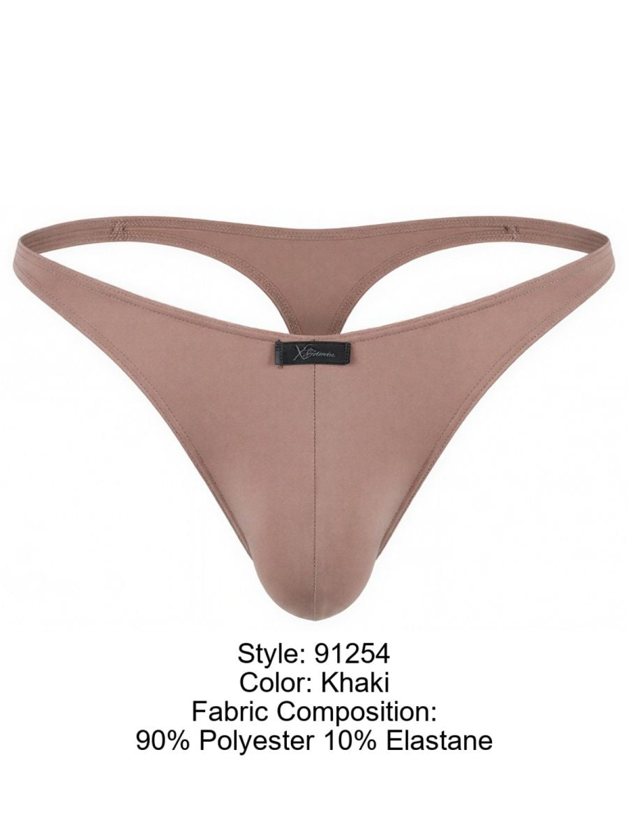 Xtremen 91254 Mens Underwear Sleek Microfiber Thongs Color Khaki