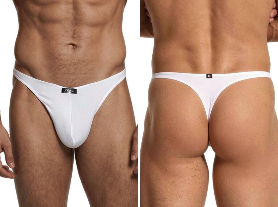 Xtremen 91254 Mens Underwear Sleek Microfiber Thongs Color White