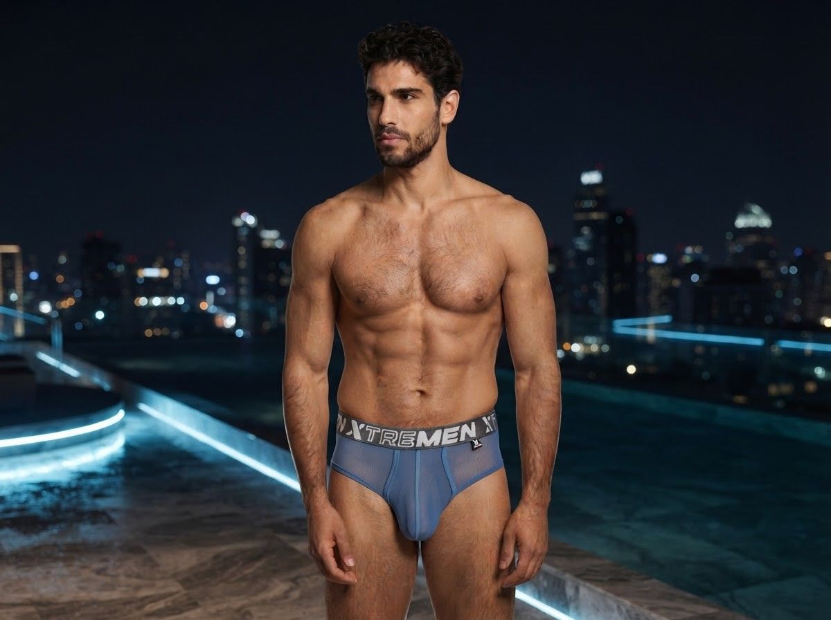 Xtremen 91262 Mens Underwear Sleek Microfiber Mesh Briefs Color Blue