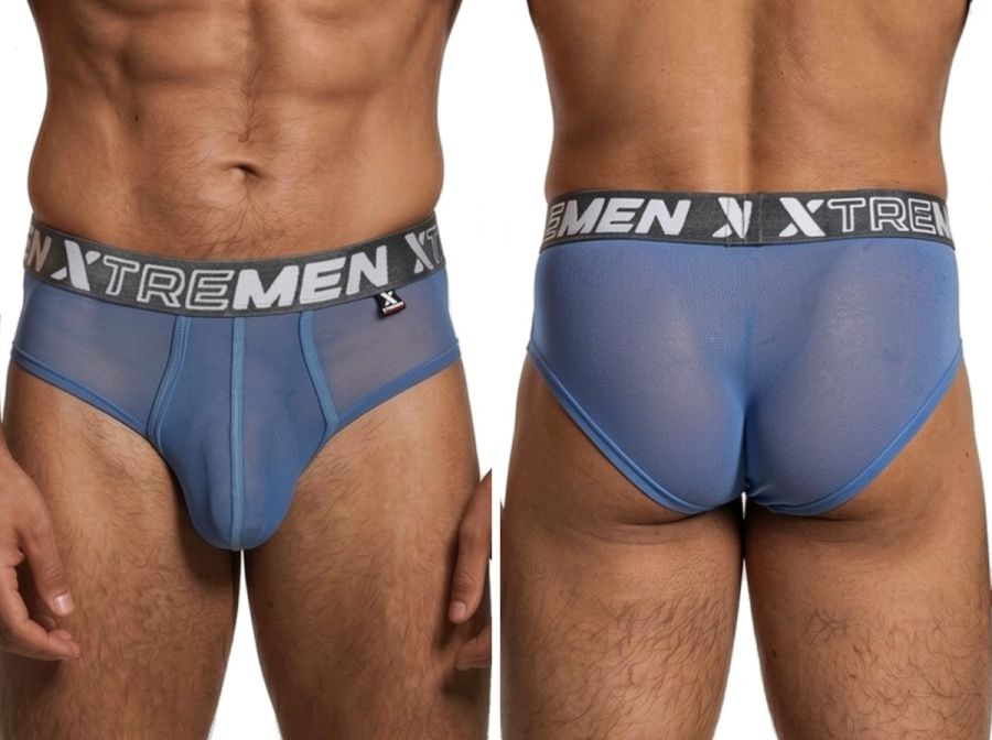 Xtremen 91262 Mens Underwear Sleek Microfiber Mesh Briefs Color Blue