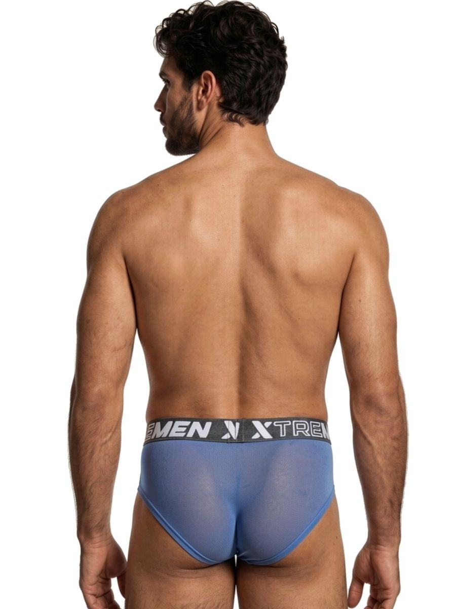 Xtremen 91262 Mens Underwear Sleek Microfiber Mesh Briefs Color Blue