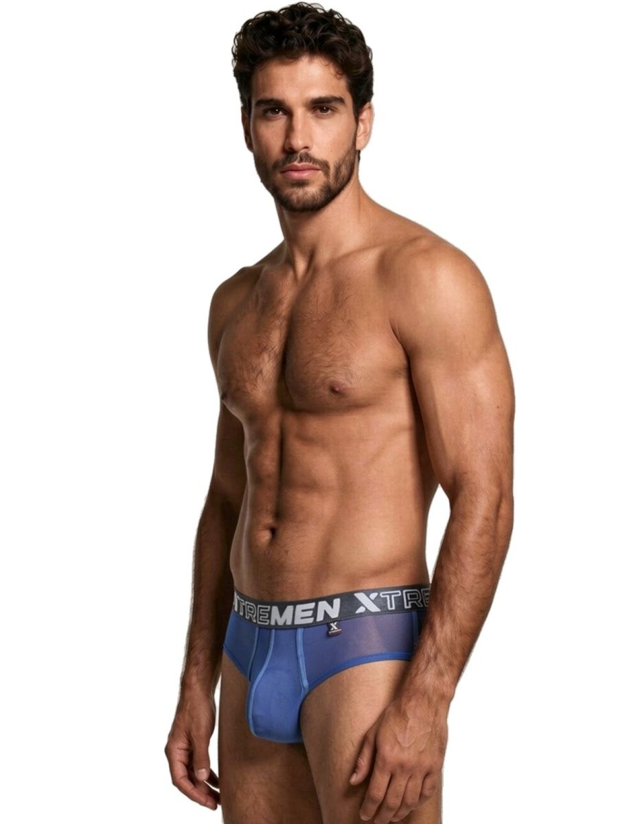 Xtremen 91262 Mens Underwear Sleek Microfiber Mesh Briefs Color Blue