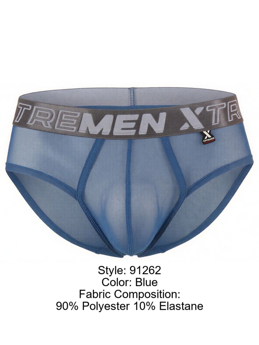 Xtremen 91262 Mens Underwear Sleek Microfiber Mesh Briefs Color Blue