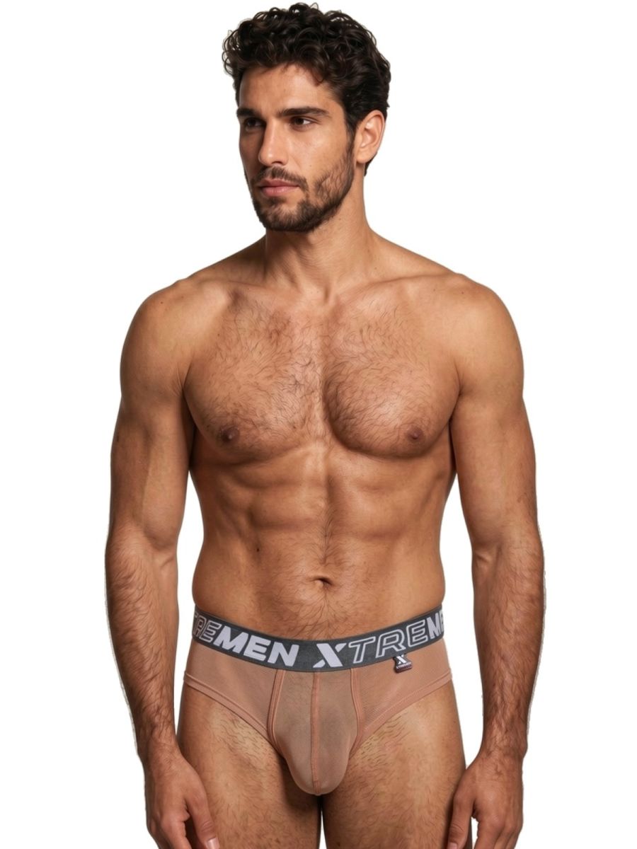 Xtremen 91262 Mens Underwear Sleek Microfiber Mesh Briefs Color Brown