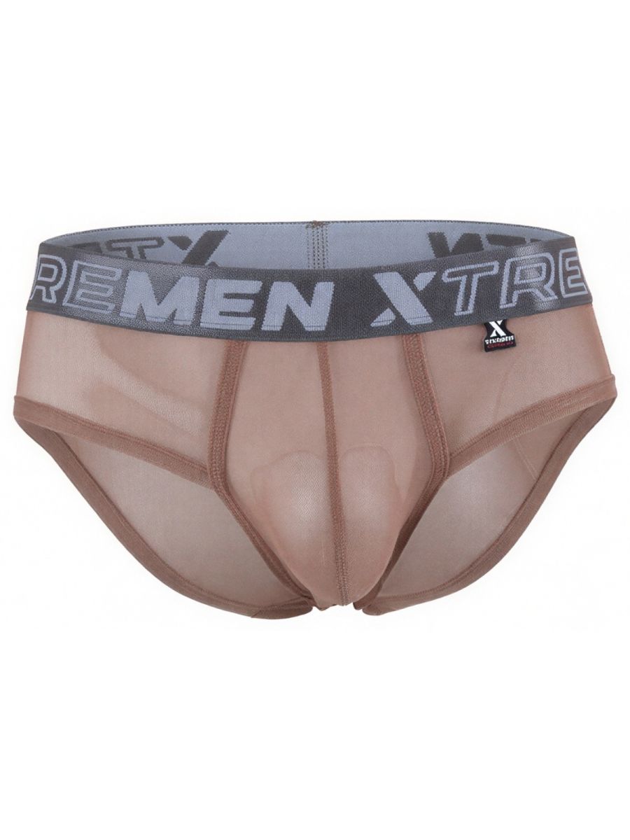 Xtremen 91262 Mens Underwear Sleek Microfiber Mesh Briefs Color Brown