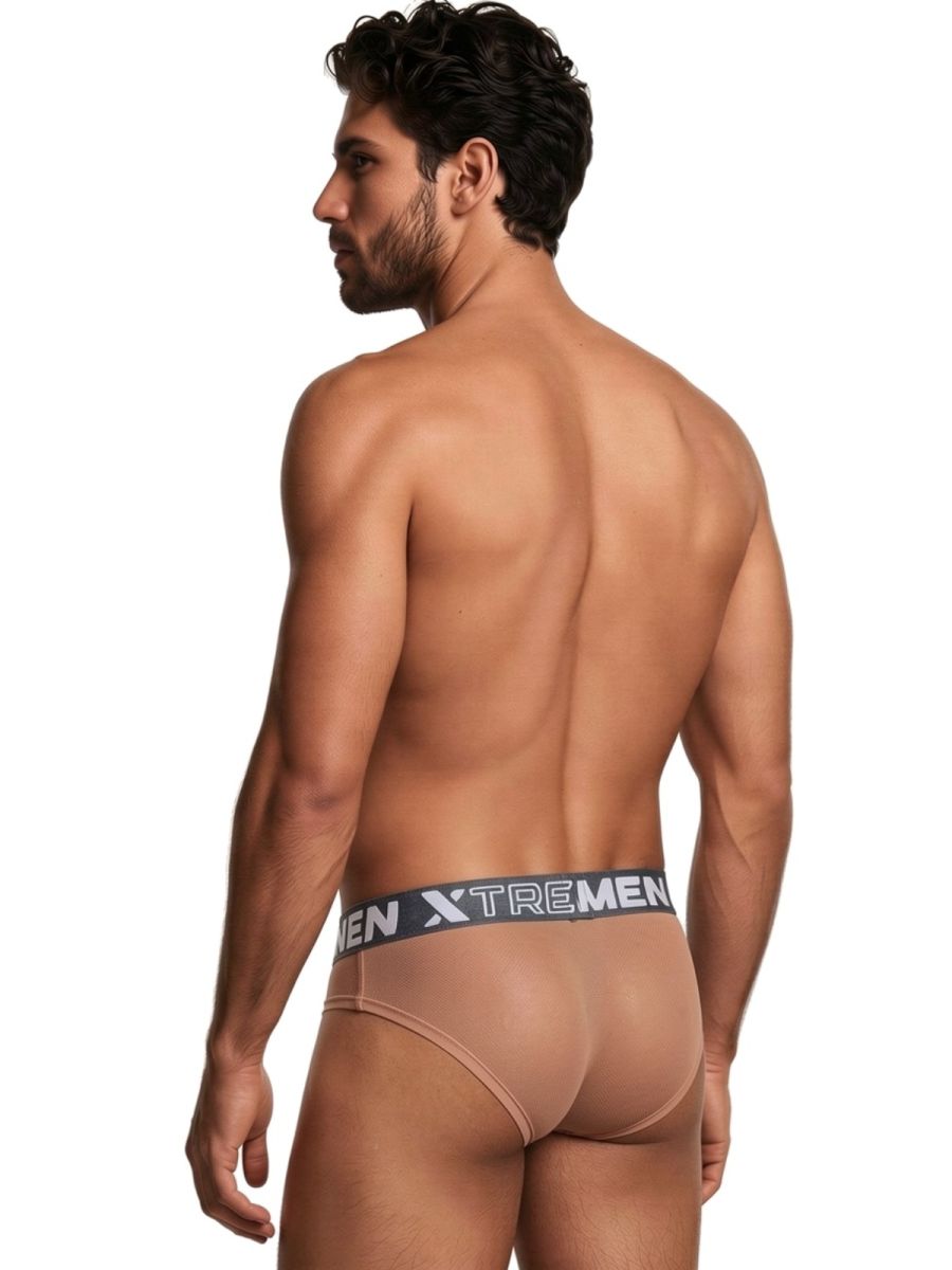 Xtremen 91262 Mens Underwear Sleek Microfiber Mesh Briefs Color Brown