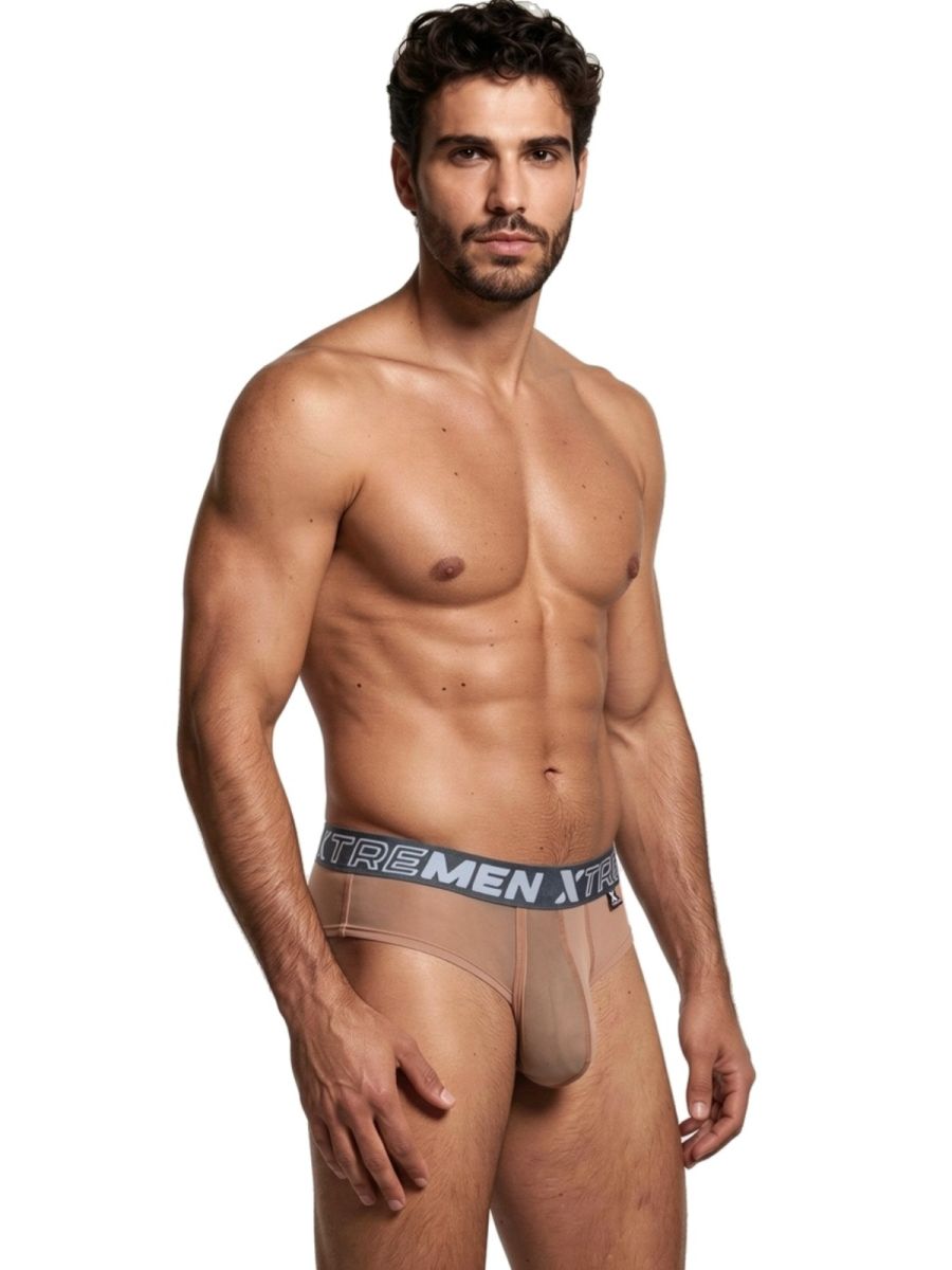 Xtremen 91262 Mens Underwear Sleek Microfiber Mesh Briefs Color Brown