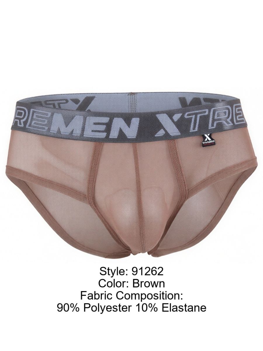 Xtremen 91262 Mens Underwear Sleek Microfiber Mesh Briefs Color Brown