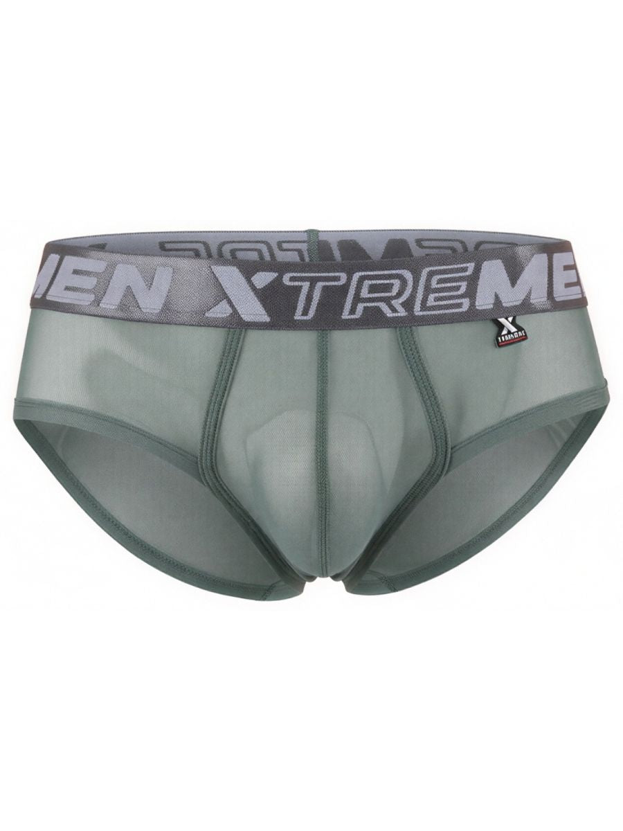 Xtremen 91262 Mens Underwear Sleek Microfiber Mesh Briefs Color Green
