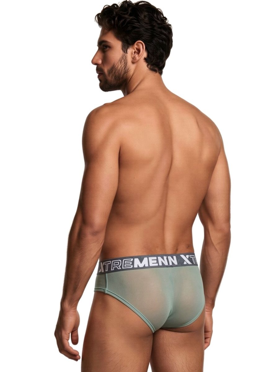 Xtremen 91262 Mens Underwear Sleek Microfiber Mesh Briefs Color Green
