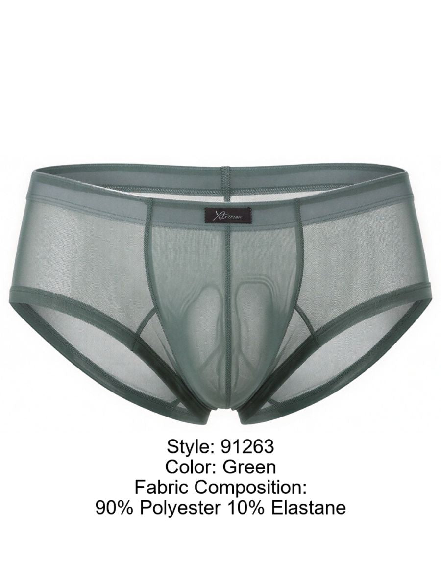 Xtremen 91263 Mens Underwear Microfiber Mesh Briefs Color Green