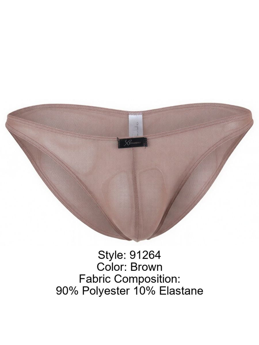 Xtremen 91264 Mens Underwear Microfiber Mesh Bikini Color Brown