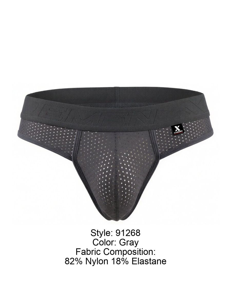 Xtremen 91268 Microfiber Mesh Thongs Color Gray