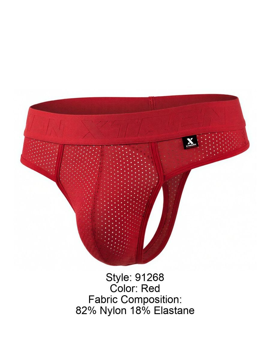 Xtremen 91268 Microfiber Mesh Thongs Color Red