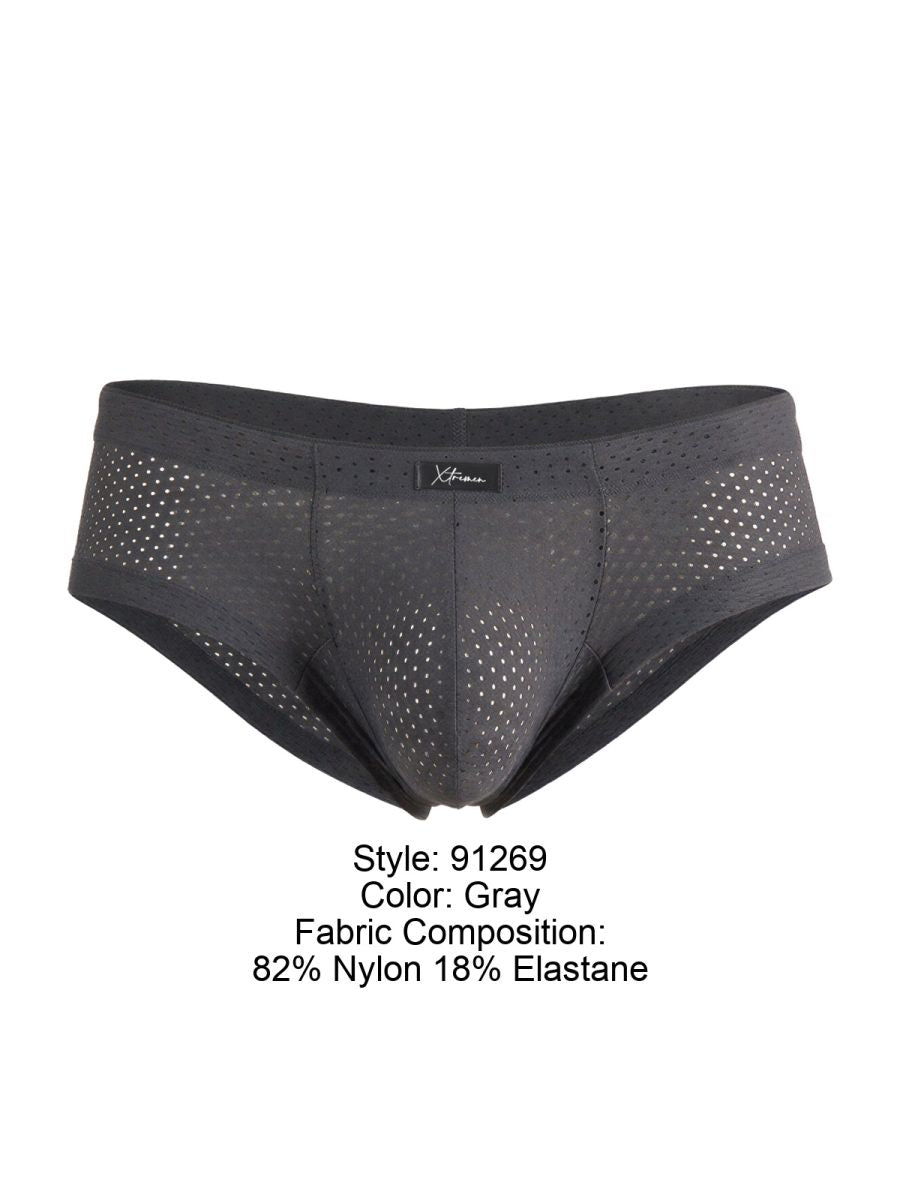 Xtremen 91269 Microfiber Mesh Briefs Color Gray
