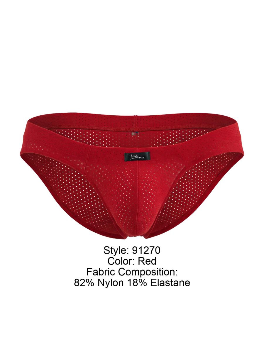 Xtremen 91270 Microfiber Mesh Briefs Color Red