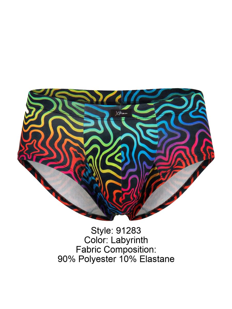 Xtremen 91283 Rainbow Printed Microfiber Briefs Color Labyrinth