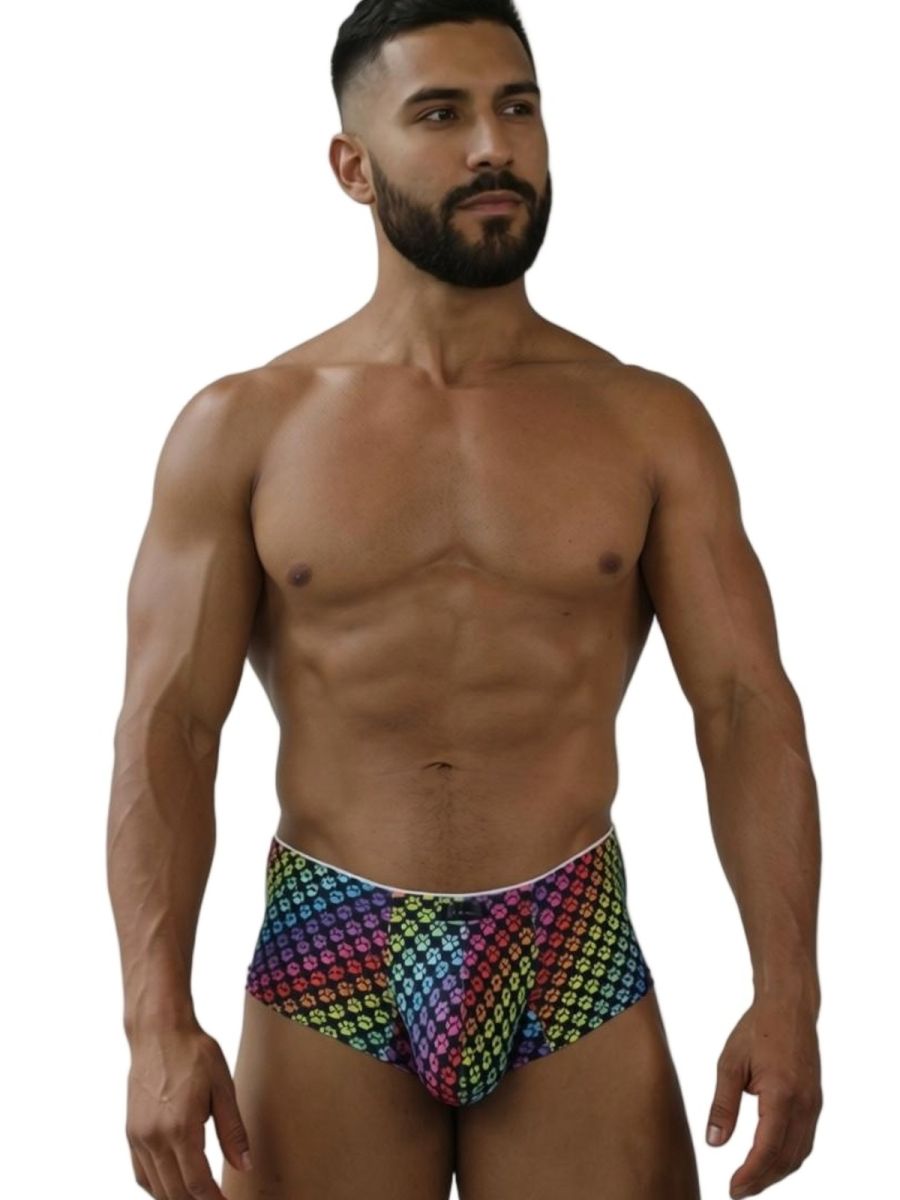 Xtremen 91283 Rainbow Printed Microfiber Briefs Color Paw print