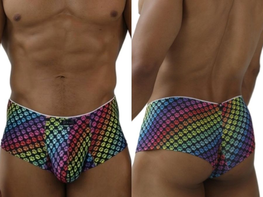 Xtremen 91283 Rainbow Printed Microfiber Briefs Color Paw print
